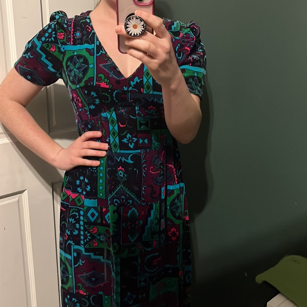 Vintage velvet 70s empire waist maxi dress